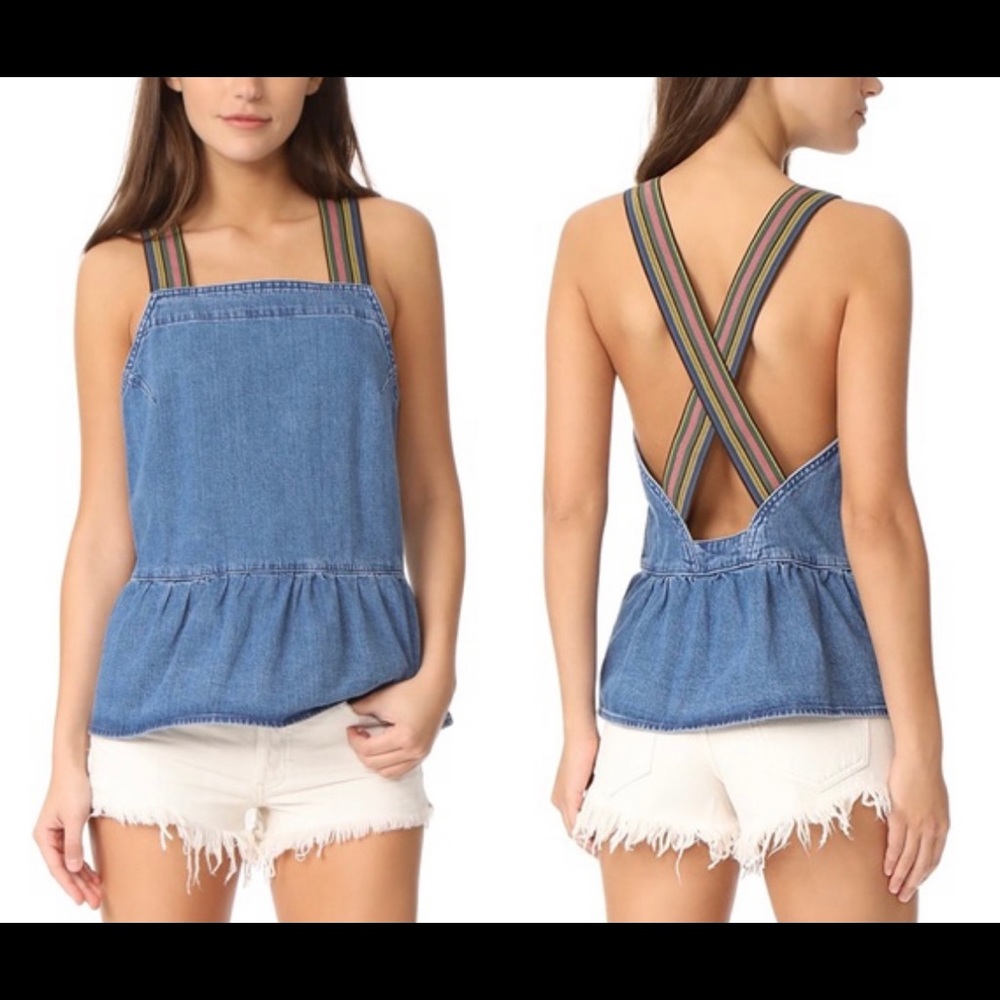 Very cool M.i.h Jeans denim tank top with colorful back cross cross strap